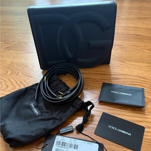 Dolce & Gabbana Black Embossed Shoulder Bag